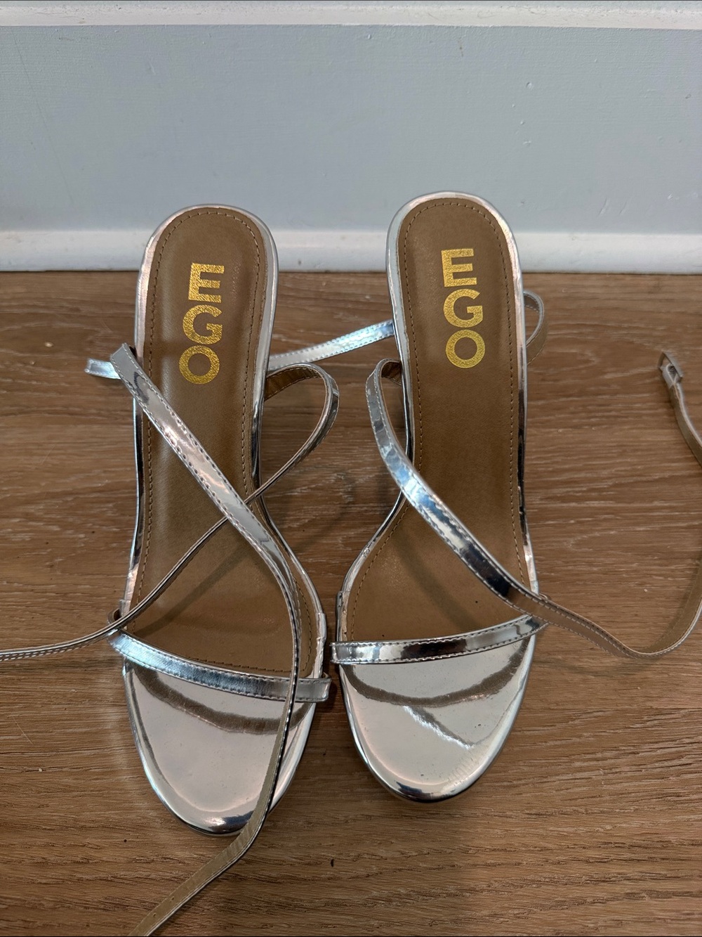 EGO Metallic Silver Strappy Stiletto Sandals - Picture 3 of 3